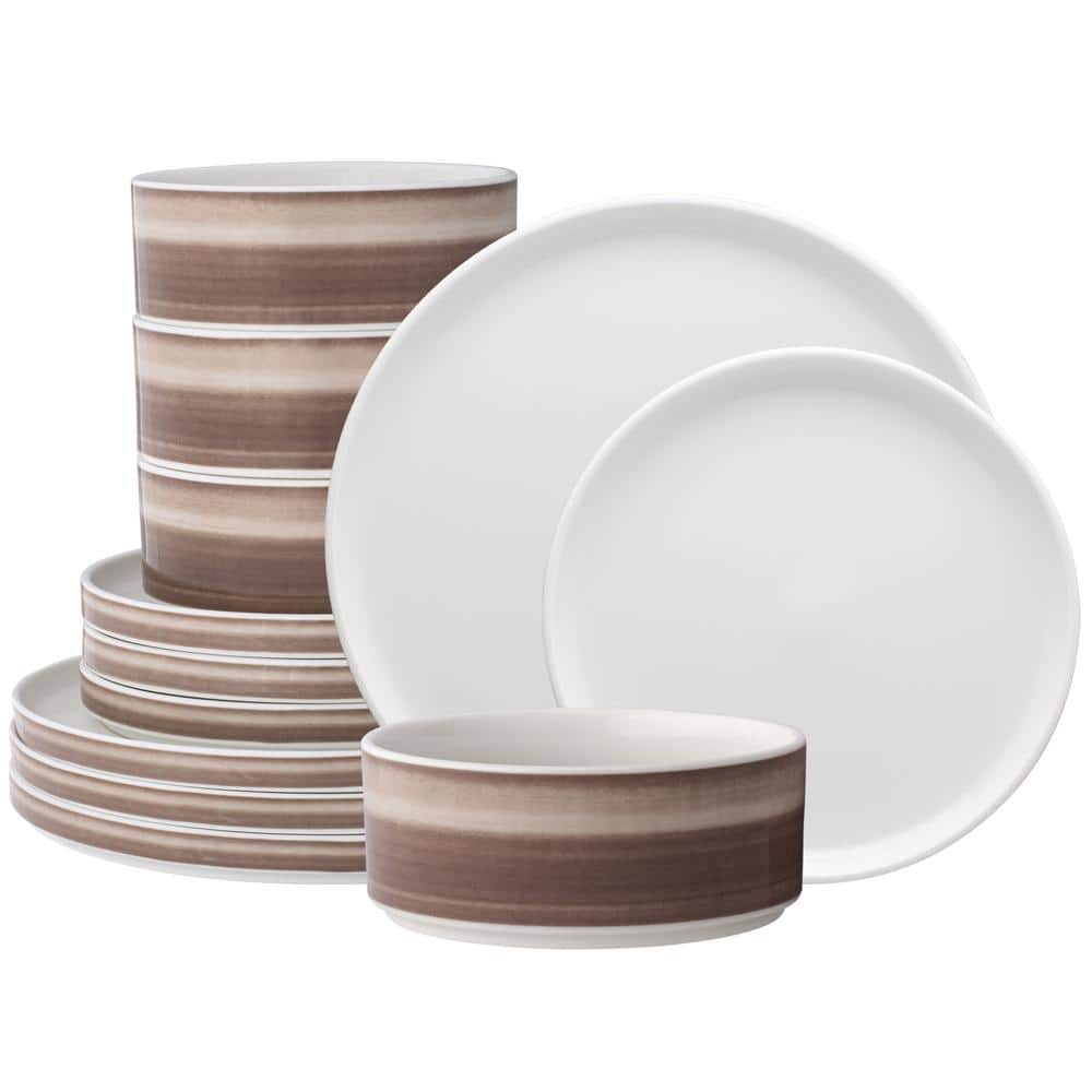 Noritake ColorStax Ombre Umber Brown Porcelain Stax 12-Piece Dinnerware Set (Service for 4)