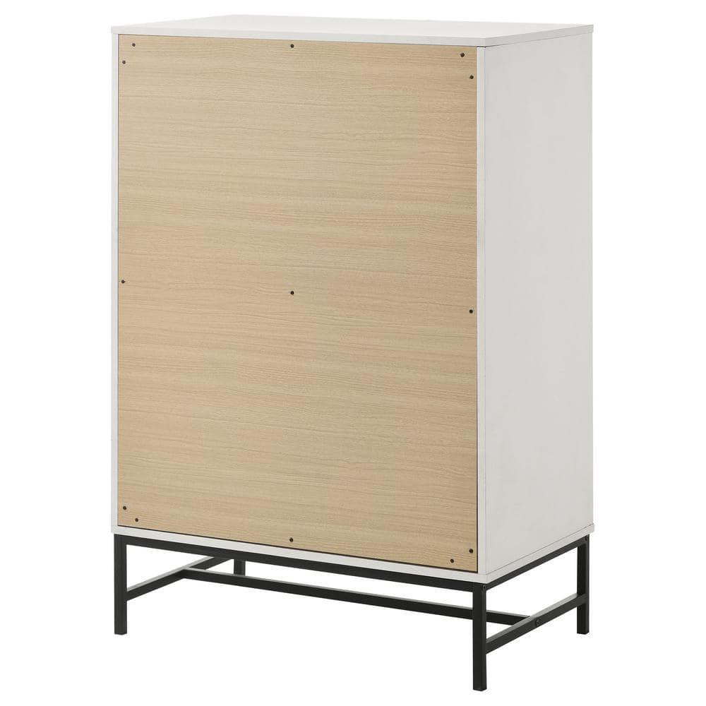 Sonora White 4-Drawer Chest with Black Metal Base