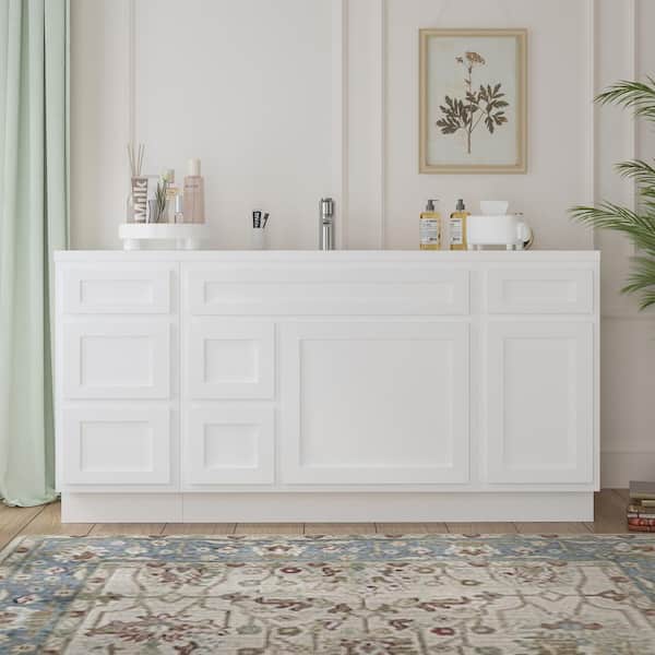 Vanity Art 66 in. W x 21 in. D x 32.5 in. H Bath Vanity Cabinet without Top in White