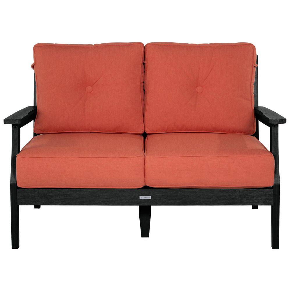Lehigh Black Recycled Plastic Outdoor Deep Seating Loveseat with Sunbrella Canvas Persimmon Cushions price history on PriceWatchPro