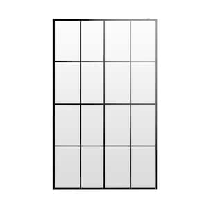 46 in. W x 72 in. H Fixed Framed Aluminum Walk-in Shower Door in Black with 1/5 in. Clear Tempered Glass