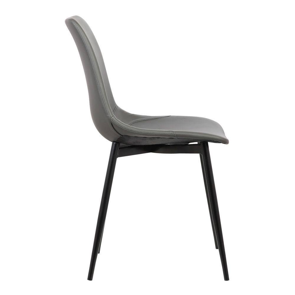 Monte High-Grade Gray Faux Leather Side Chair with Metal Legs
