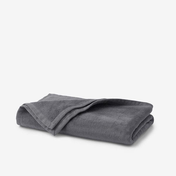 The Company Store Cotton Fleece Gray Flannel Cotton Throw Blanket
