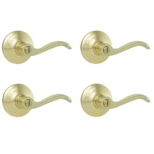 Naples Polished Brass Bed/Bath Door Lever (4-Pack)