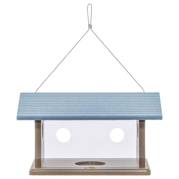 Afoxsos Smart Bird Feeder Bird House Blue and White Acrylic Hanging Squirrel-Resistant Platform Bird Feeder- 3-lb 48-oz Capacity Stainless Steel
