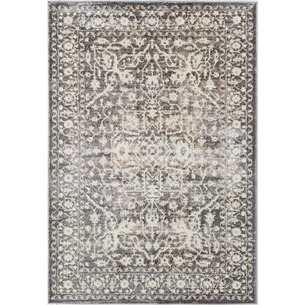 Regal Slate Grey 5' x 7' Synthetic Transitional Area Rug