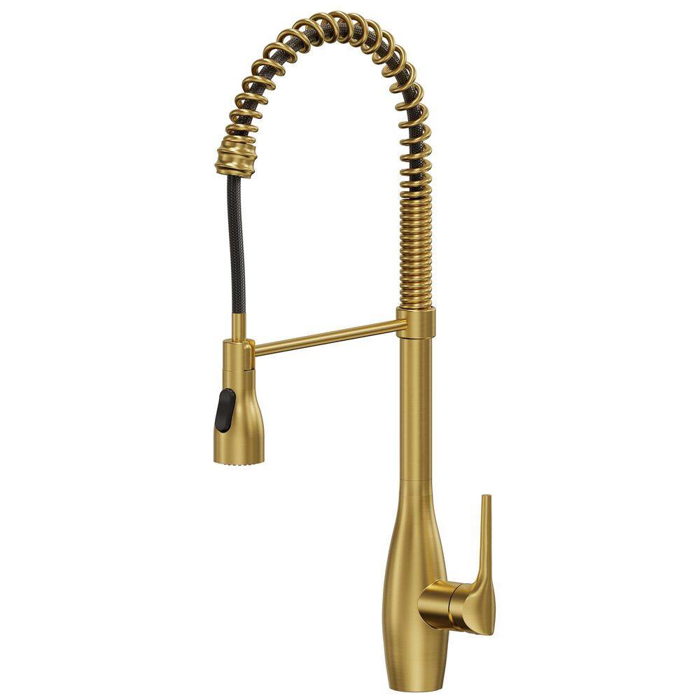 23.7 in. Height 2-Spray Single-​Handle Pull Down Sprayer Kitchen Faucet 1.8 GPM with Spring Neck in Brushed Gold price history on PriceWatchPro