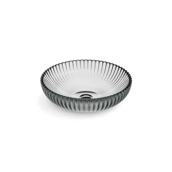 KOHLER Salute Glass Round Vessel Bathroom Sink in Translucent Stone
