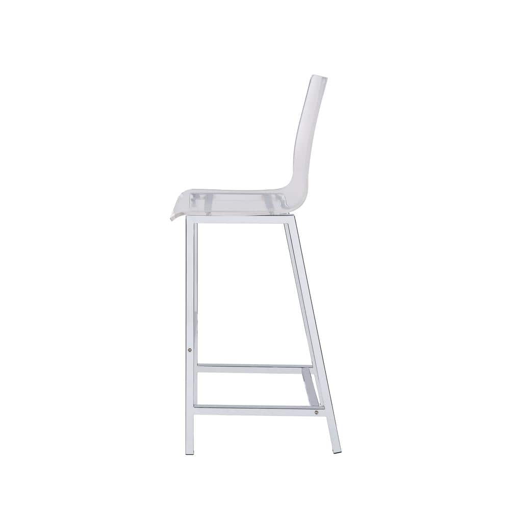 Clear Acrylic and Chrome 30" Modern Bar Stools, Set of 2
