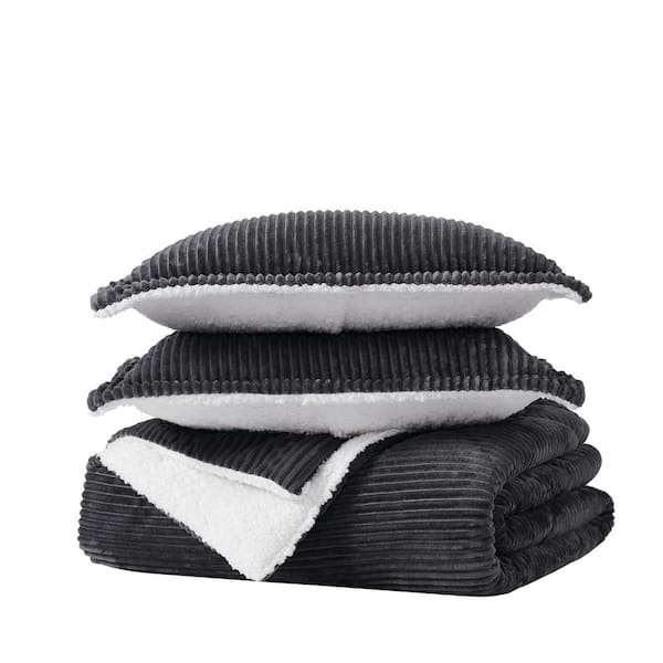 London Fog Corduroy Polyester Grey Twin/Twin XL 2 Piece Comforter