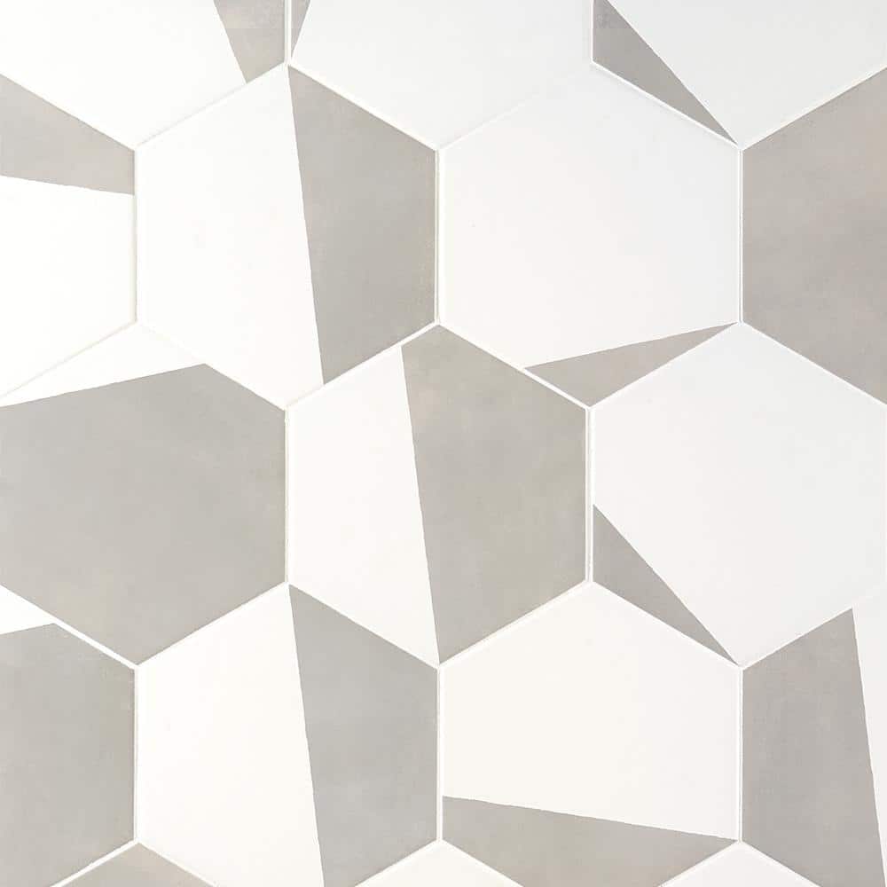 GeoHex Burst 8" Hexagon Matte Porcelain Floor and Wall Tile