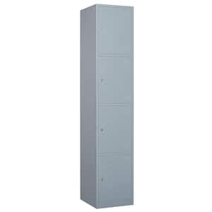 4-Tier Metal Locker for Gym, School, Office, Metal Storage Locker Cabinets with 4 Doors in Grey for Employees