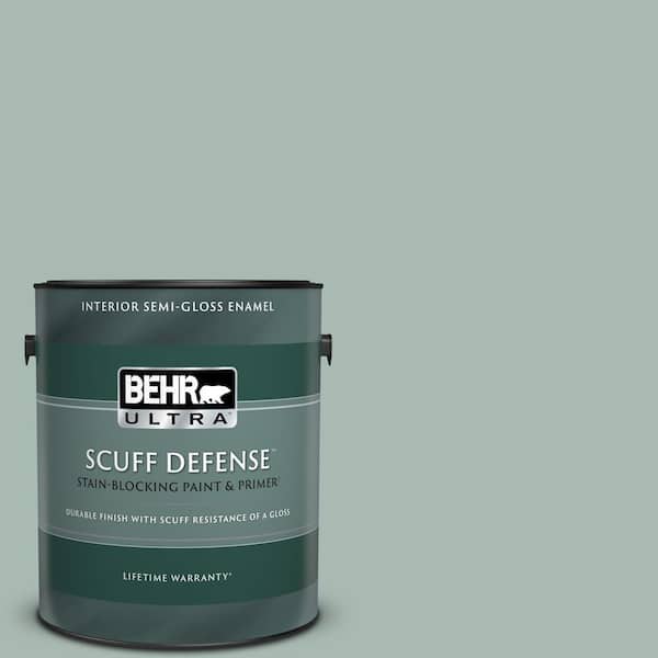 BEHR ULTRA 1 gal. #BXC-85 Quiet Teal Extra Durable Semi-Gloss Enamel Interior Paint & Primer