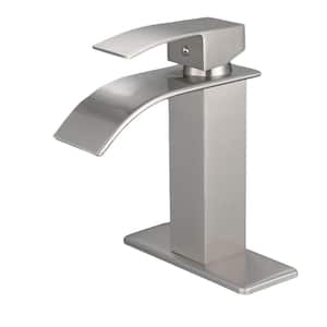 Single Hole Single-Handle Bathroom Faucet with Deckplate Included in Brushed Nickel