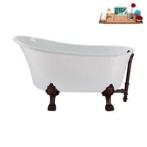 51 in. Acrylic Clawfoot Non-Whirlpool Bathtub in Glossy White, Oil Rubbed Bronze Drain and Oil Rubbed Bronze Clawfeet