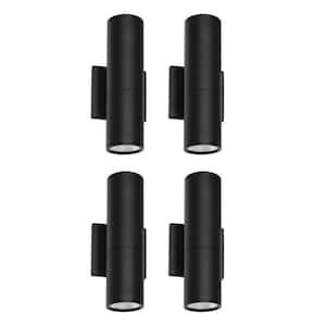 Enzo Black Modern Wall Sconce with Black Shade, 4-Pack