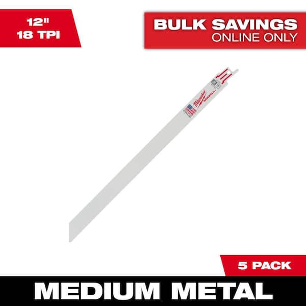 12 in. 18 TPI Medium Metal Cutting SAWZALL Reciprocating Saw Blades (5-Pack)