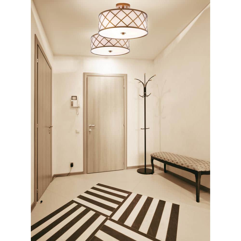 Elizabeth 16.75" Gold and White LED Drum Flush Mount Light