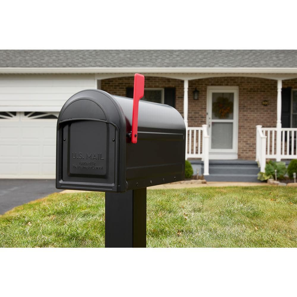 Barrington Black Medium Steel Post Mount Mailbox