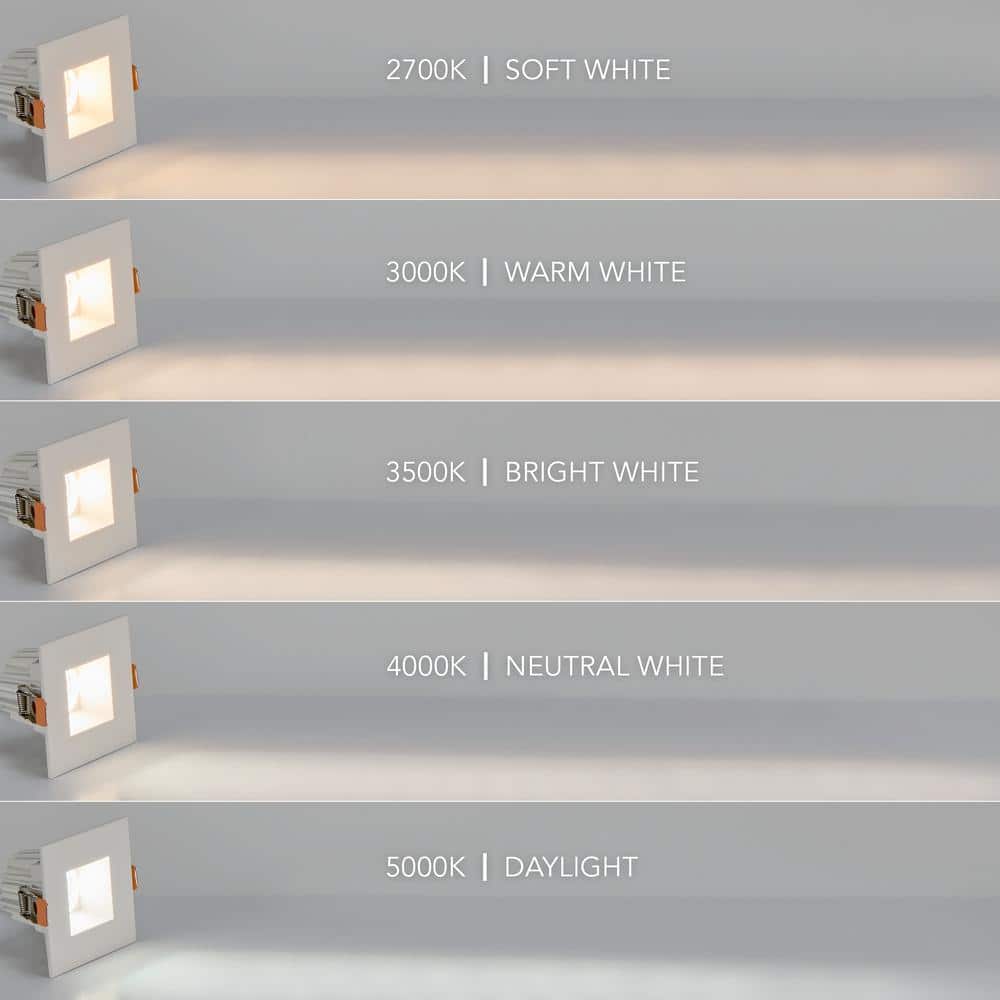 White Aluminum Square LED Recessed Downlight with Adjustable Color Temperature