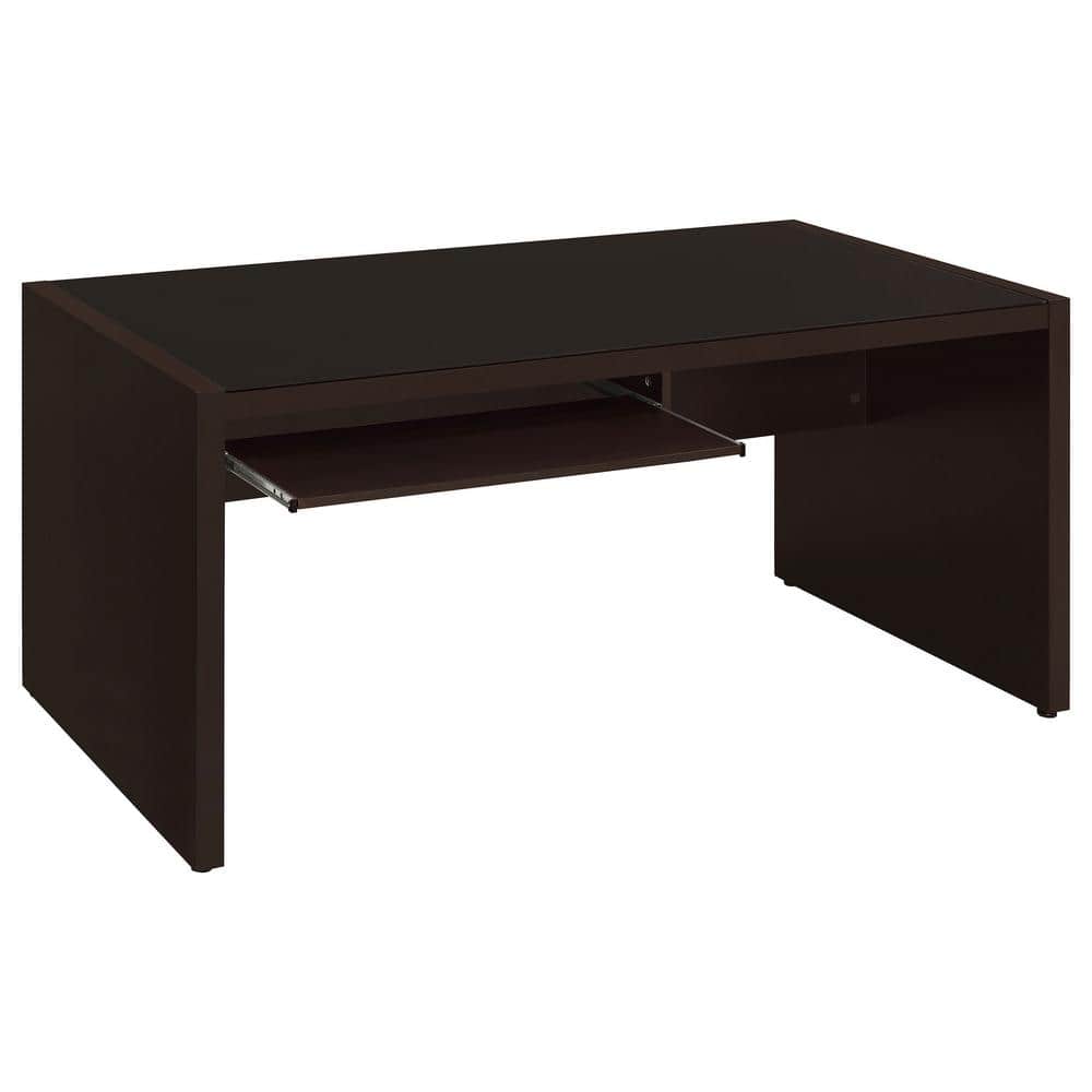 Skeena Cappuccino 3-Piece Office Desk Set with Glass Top