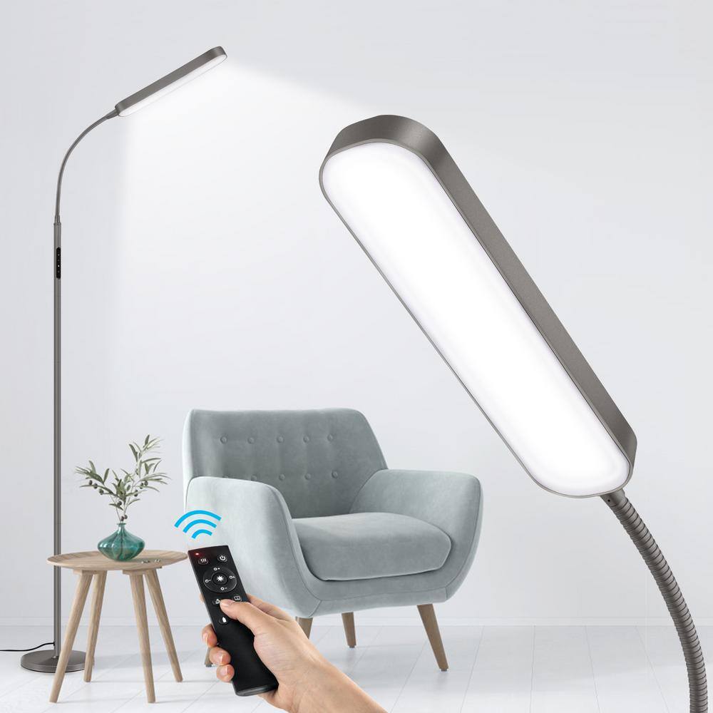 68.5 in. Classic Gray Industrial Standard Dimmable and 4 Color Temperature LED Floor Lamp with Remote & Touch Control