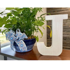 16 in. Distressed White Wash Wooden Initial Letter J Specialty Sculpture