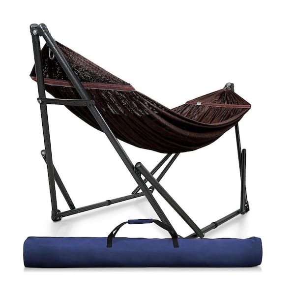 Justincity 10 ft. Free Standing Camping Hammock with Stand in Brown