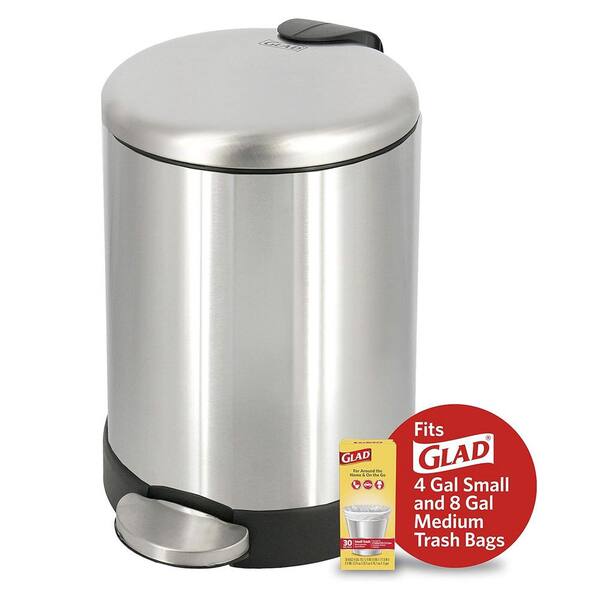 Aoibox 1.2 Gal. Round Stainless Steel Trash Can with Soft Close