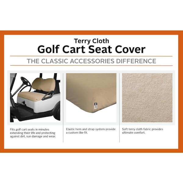 Classic Accessories Terry Cloth Golf Cart Seat Saver Khaki