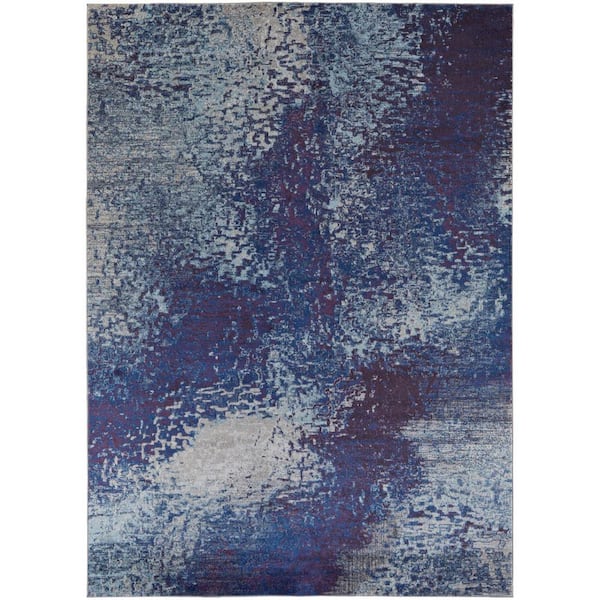 HomeRoots Blue and Purple 2 ft. x 3 ft. Abstract Area Rug