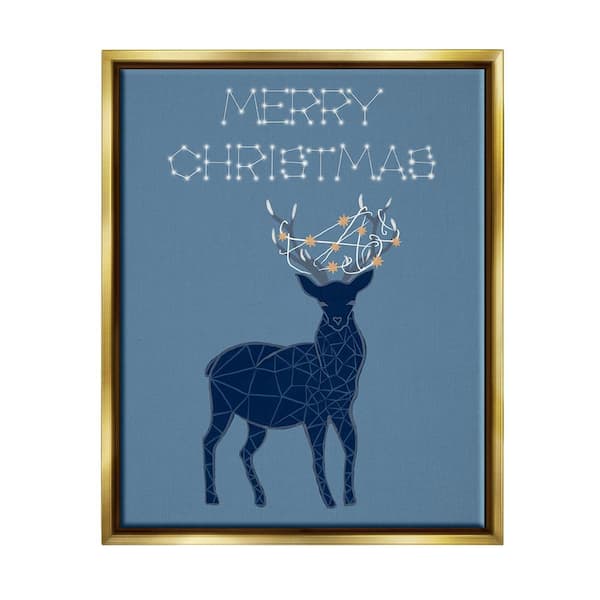 Stupell Industries Christmas Constellation Deer by Hannah Byatt 1 Piece Floater Frame Graphic Print Animal Poster Art Print 21 in. x 17 in.
