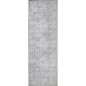 Huda Charcoal 2 ft. 6 in. x 7 ft. 6 in. Rustic Oriental Medallion Polyester Area Rug