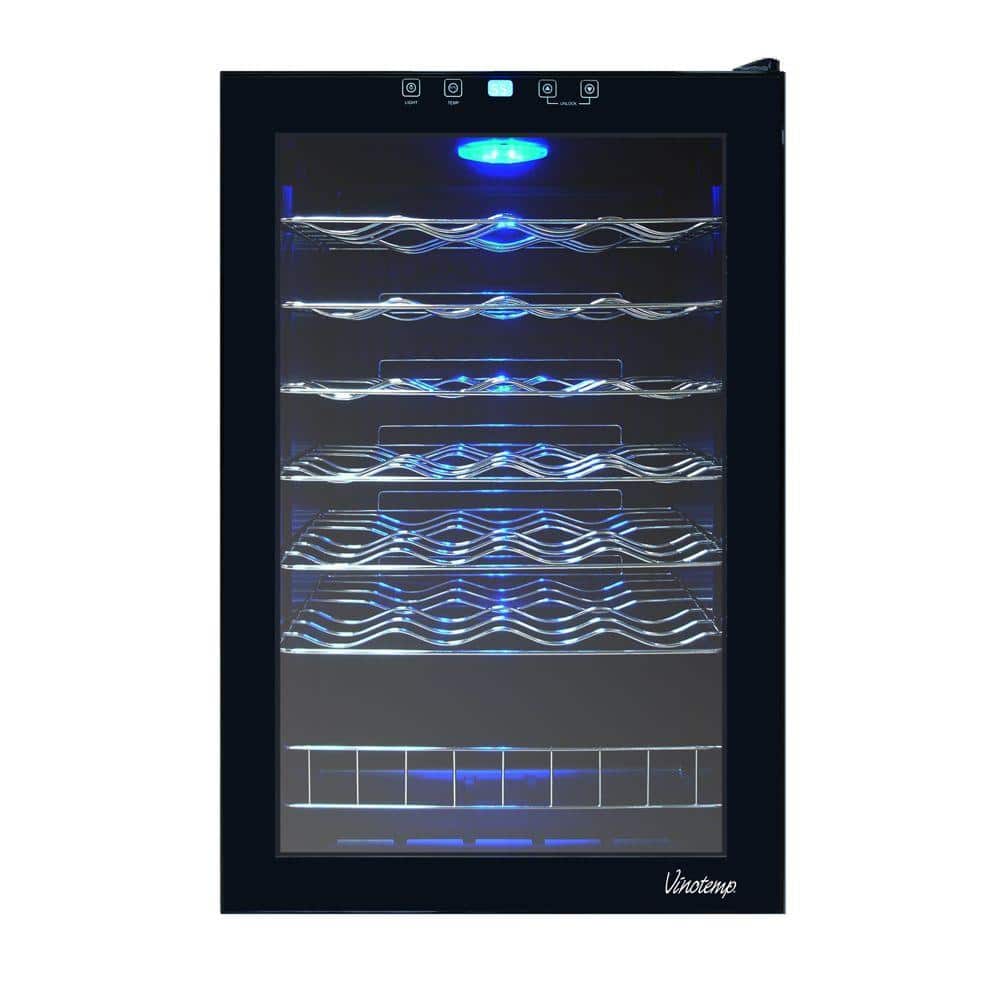 All Black Freestanding Digital Wine Cooler with Glass Door