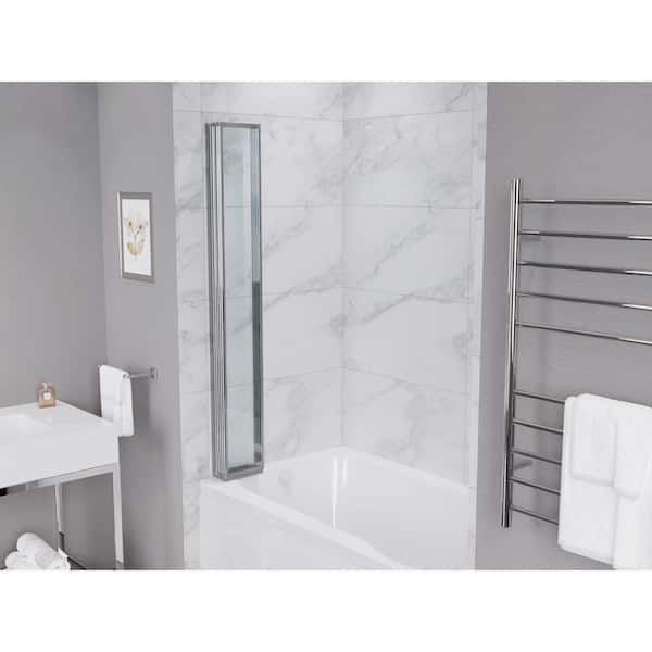 ANZZI Accordion Style 33 in. W x 56 in. H Sliding Framed Tub Door