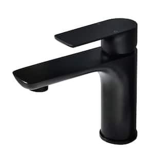 1.2 GPM Single Handle Single Hole Bathroom Faucet with Water Supply Hose and Built-in Aerator in Matte Black - Low