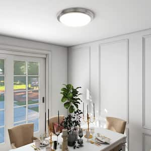 1-Light Brushed Nickel Selectable LED Flush Mount Ceiling Light