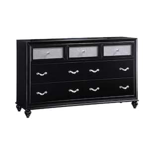 63 in. Black 7-Drawer Wooden Dresser Without Mirror