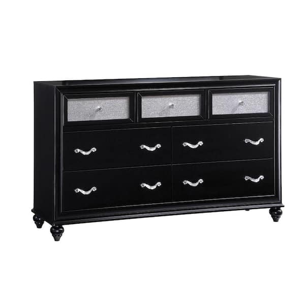 Benjara 63 in. Black 7-Drawer Wooden Dresser Without Mirror
