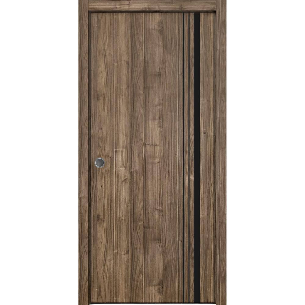 Assemble Required 28 in. x 96 in. 1-Panel Walnut Finished Solid Wood with Honeycomb Sliding Door with Hardware price history on PriceWatchPro