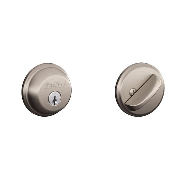 Schlage B60 Series Satin Nickel Single Cylinder Deadbolt Certified Highest for Security and Durability