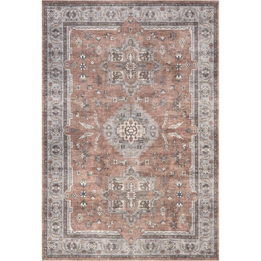 nuLOOM Daleyza Cotton Medallion Rust 8 ft. x 10 ft. Traditional Area Rug