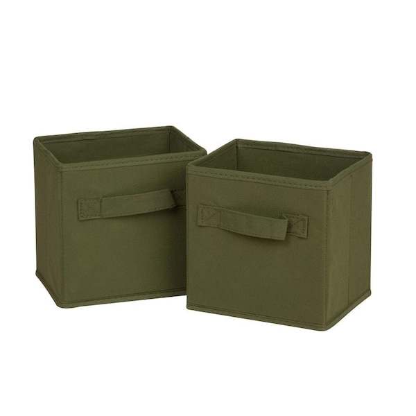 Honey-Can-Do 7 in. H x 7 in. W x 5.75 in. D Green Fabric Cube Storage Bin 6-Pack