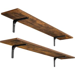 55.1 in. W x 7.9 in. D Rustic Brown Decorative Wall Shelf, Wall Mounted Shelves Set of 2