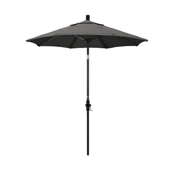 California Umbrella 7.5 ft. Bronze Aluminum Market Collar Tilt Crank Lift Patio Umbrella in Charcoal Sunbrella