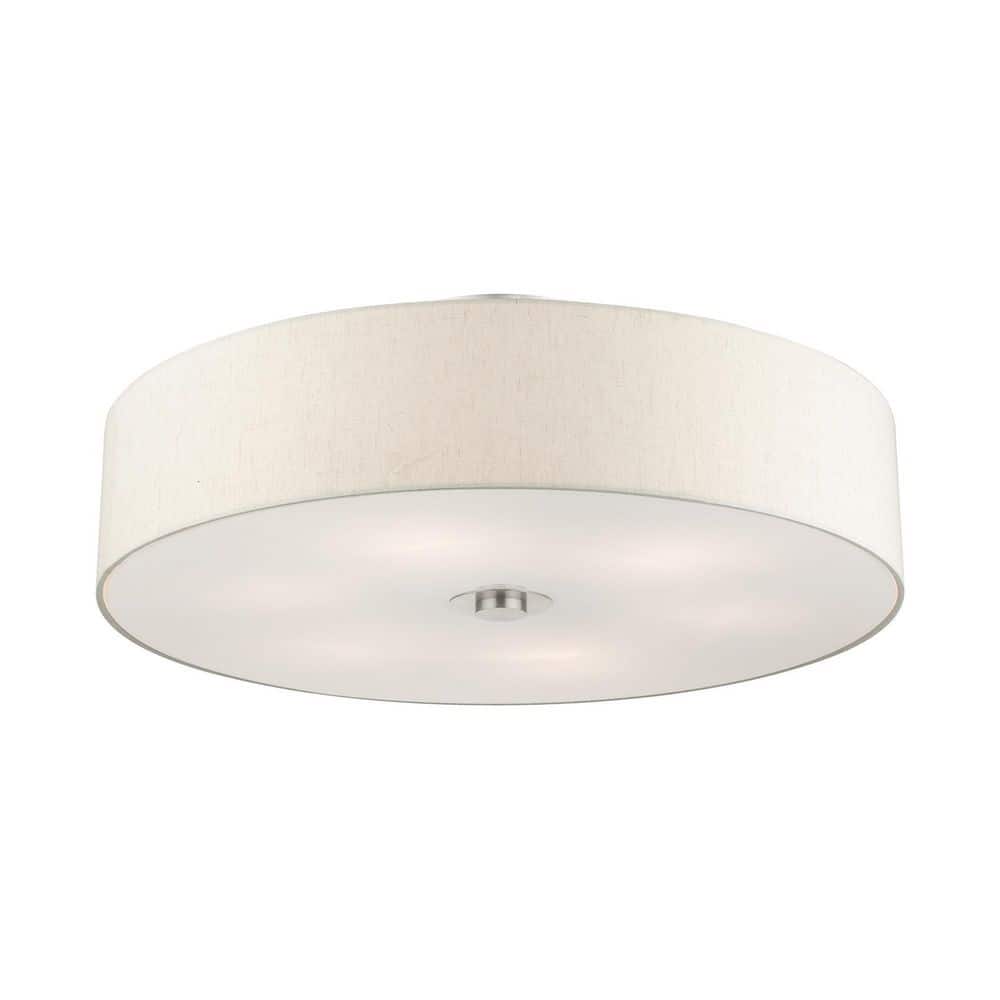 Modern Brushed Nickel 6-Light LED Drum Semi-Flush Mount