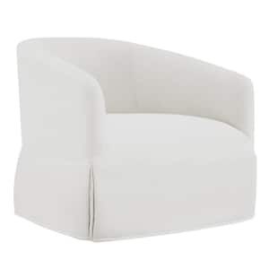 Chloe Cream 30 in. Wide Fabric Swivel Accent Chair Modern Slipcovered Barrel Armchair for Bedroom or Living Room