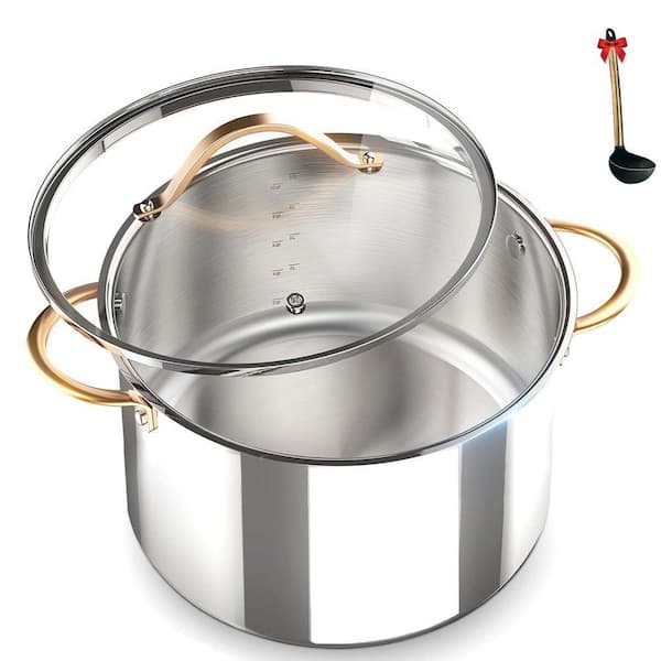 40 Quart Stainless Steel Stock Pot Nonstick Heavy Duty Soup Pot with Lid in Silver for Induction and Oven Cooking