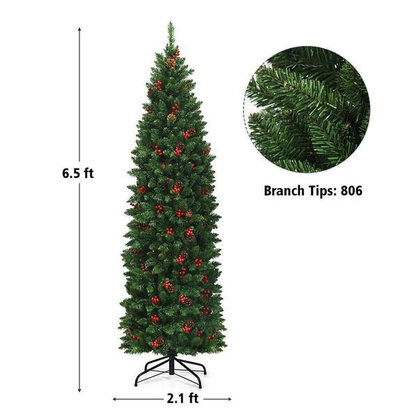 6.5' Lightly Frosted Big Sky Spruce Artificial Christmas Tree with 450  Clear (Multifunction) LED Lights with Instant Connect Technology, Berries,  Pine Cones and 904 Bendable Branches