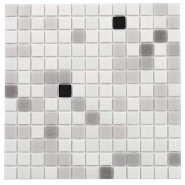 Apollo Tile Mingles 4" x 6" Glossy White & Black Glass Mosaic Uniform square Wall & Floor Sample Tile 0.13 sq. ft./Piece (1-Pack)